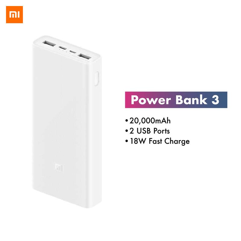 Xiaomi Power Bank 20000mAh 3 18W 2-Way Quick Charging USB C Portable Mi Powerbank 20000 External Battery Poverbank