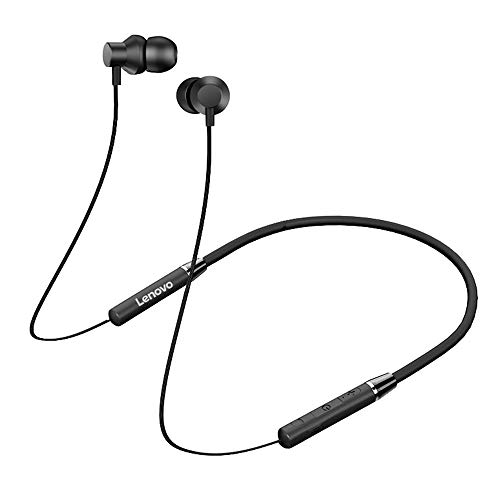 Lenovo Earphone HE05 Bluetooth5.0 Wireless Headphone Magnetic Neckband Headset IPX5 Waterproof Sport Earbud with Noise Cancelling Mic (Black)