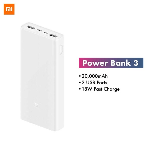 Xiaomi Power Bank 20000mAh 3 18W 2-Way Quick Charging USB C Portable Mi Powerbank 20000 External Battery Poverbank